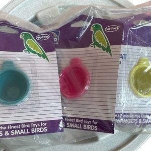 X's 3 Vo-Toys Pet Pals Bird Egg Treat Cup Colors Vary Durable Plastic